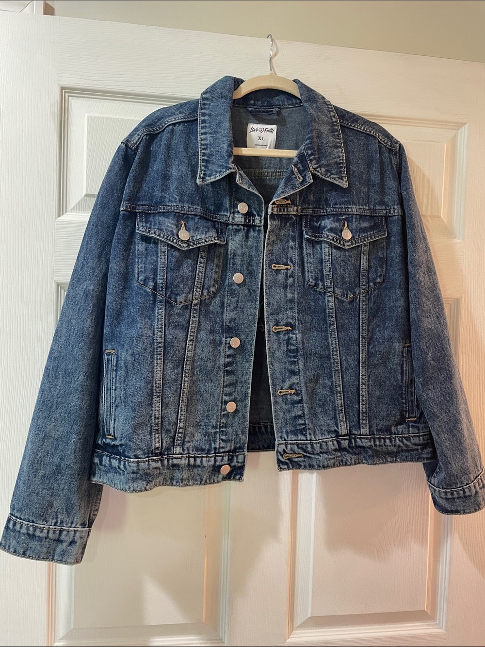 Women’s XL Dark Wash Denim Jacket - Blue- Love in Faith
